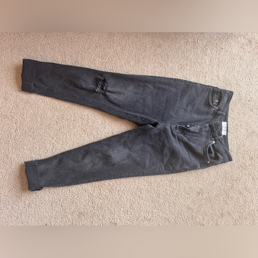 Free People hi waisted button up Black Distressed Jeans
